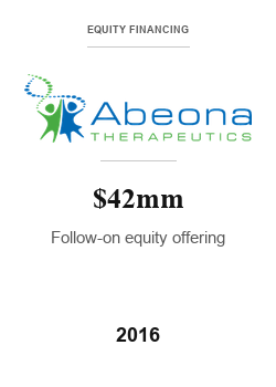 Abeona Therapeutics 2016 tombstone